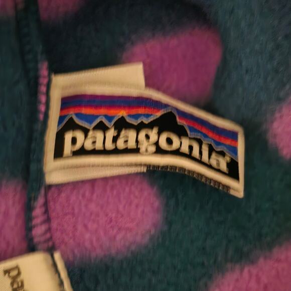 Patagonia Girl's Synchilla Lightweight Polka Dot Snap T Pullover, Size Large 12 - Picture 7 of 8